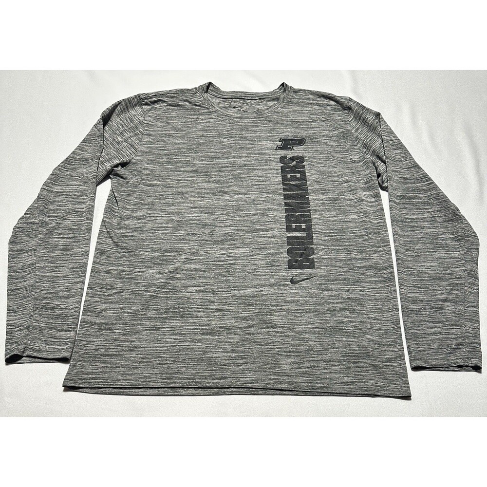 Purdue Boilermakers Nike Long Sleeve Dri Fit Shirt Mens Size Large Grey NCAA